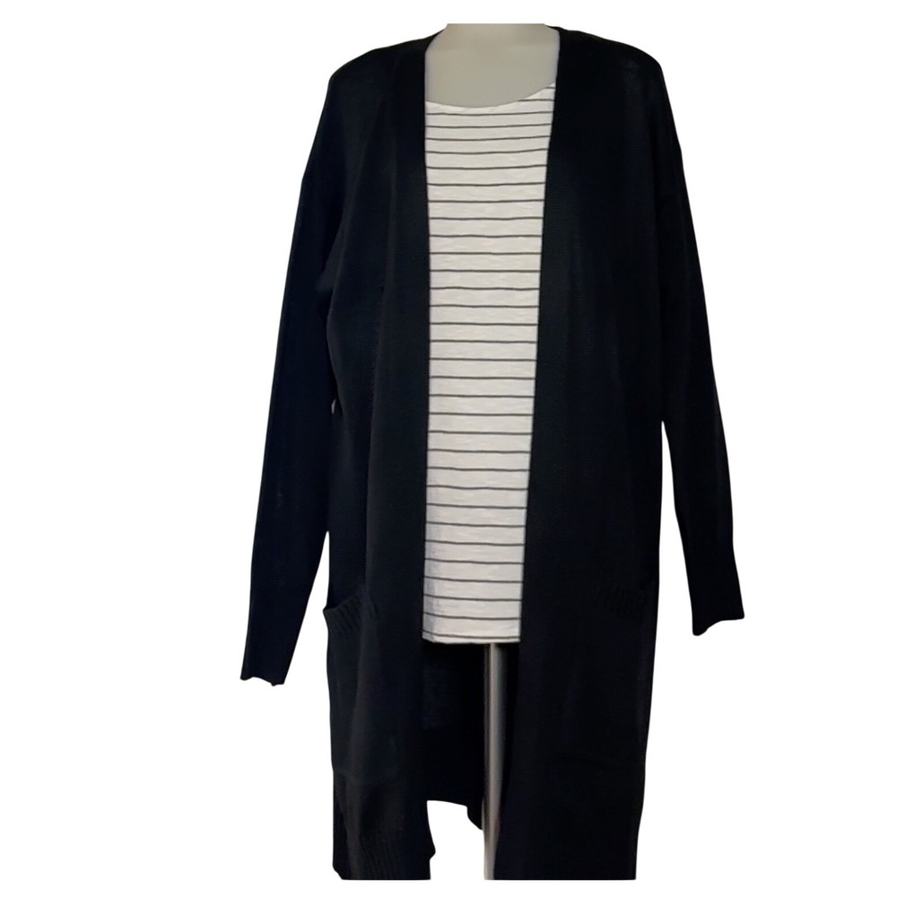 CURVE Black Longline Open Front Cardigan Sweater Plus Size 0XL Read description